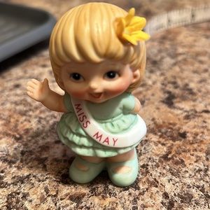 Vintage Russ porcelain little girl, Miss May birthday, figurine.